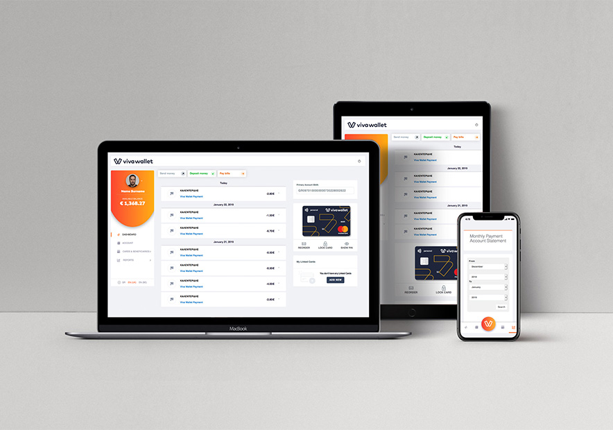 希腊金融支付机构Viva-Wallet响应式网站展示在笔记本平板和手机.jpg