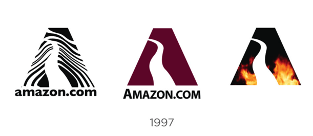 亚马逊标志设计的演变和历史- 亚马逊标志变化1997.png